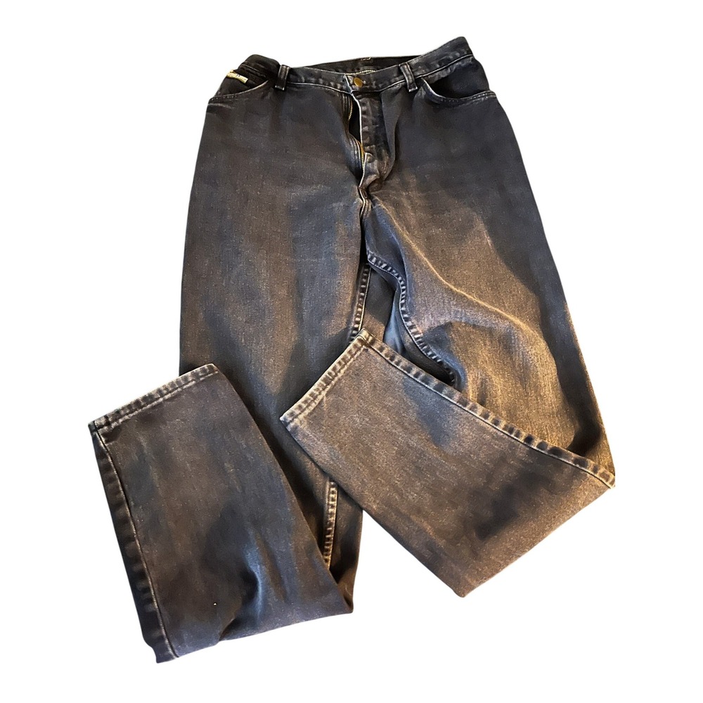 Vintage Wrangler Jeans Womens Size 14x34 Black Denim‎ Straight Leg Made in USA